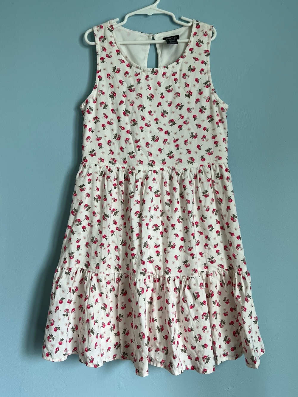 Zunie White Dress with Pink Floral Print - Girls